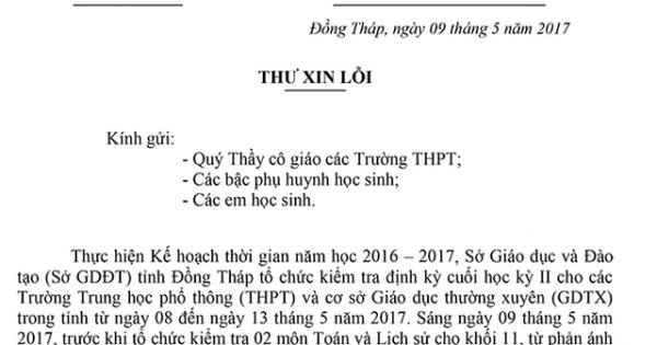 Đồng Tháp: Thầy giáo làm lộ đề thi... bị buộc thôi việc và đền bù 87 triệu đồng Đồng Tháp: Thầy giáo làm lộ đề thi... bị buộc thôi việc và đền bù 87 triệu đồng