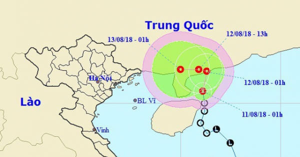 Áp thấp nhiệt đới di chuyển về phía đất liền Trung Quốc