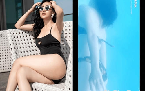 'Phát sốt' trước clip bơi lội bỏng mắt của Phương Oanh