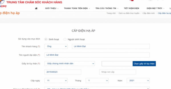 EVNCPC hoàn thành hồ sơ cấp điện mới trong vòng 1 ngày