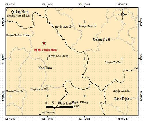 Hàng loạt các dư chấn động đất tại Kon Tum gây rung lắc mạnh