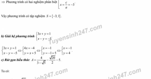 Đáp án đề thi vào lớp 10 môn Toán tỉnh Vũng Tàu năm 2020