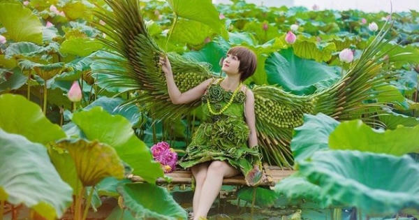 Đẹp mê hồn với bộ trang phục độc đáo hoàn toàn bằng lá cây