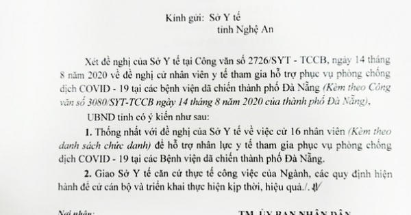 Nghệ An: Cử 16 bác sỹ, kỹ thuật viên giúp Đà Nẵng chống Covid-19
