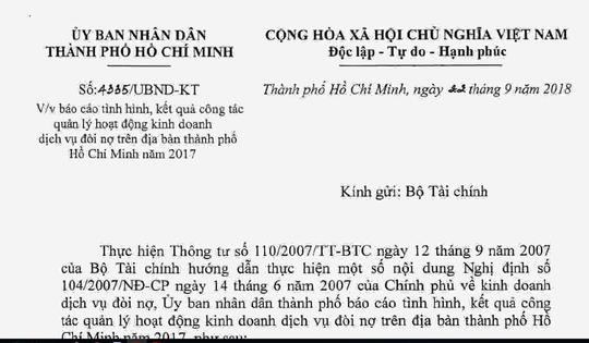 TP HCM kiến nghị Chính phủ cấm dịch vụ đòi nợ thuê
