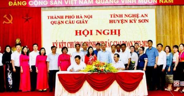 Quận Cầu Giấy hỗ trợ xây dựng trường 20 tỷ tại huyện biên giới Kỳ Sơn