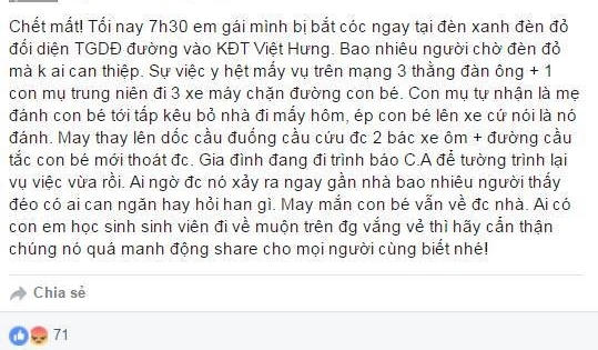 Sợ bố mẹ mắng vì đi học về muộn, sáng tác ra... chuyện bị bắt cóc tung Facebook