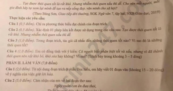 Đáp án đề thi vào lớp 10 môn Ngữ Văn tỉnh Thái Nguyên 2020