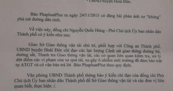 TP. Hà Nội yêu cầu xử lý dứt điểm xe quá tải ở Hoài Đức TP. Hà Nội yêu cầu xử lý dứt điểm xe quá tải ở Hoài Đức