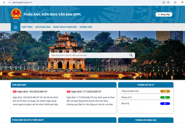 Triển khai tích hợp Hệ thống thông tin tiếp nhận, xử lý phản ánh, kiến nghị về văn bản quy phạm pháp luật trước ngày 20/6 Triển khai tích hợp Hệ thống thông tin tiếp nhận, xử lý phản ánh, kiến nghị về văn bản quy phạm pháp luật trước ngày 20/6