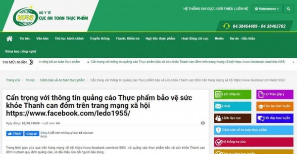 Thực phẩm bảo vệ sức khỏe Thanh can đởm có dấu hiệu lừa dối người tiêu dùng