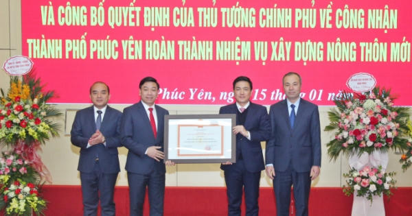 Vĩnh Phúc: TP Phúc Yên nhận QĐ của Thủ tướng Chính phủ về hoàn thành xây dựng nông thôn mới