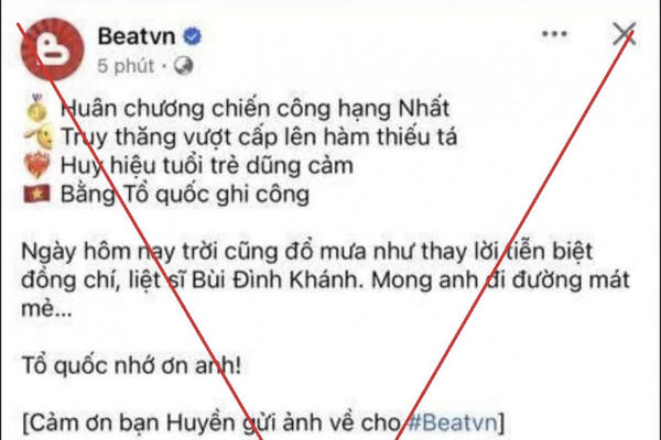Nhầm tên bị can thành liệt sĩ trong bài viết, một fanpage phải đăng đàn xin lỗi