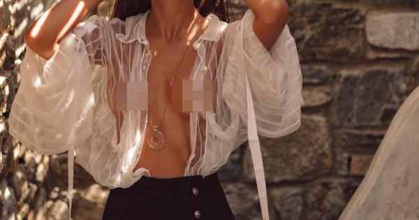 Sheila Pereira 'thả rông vòng 1' với áo mỏng tang