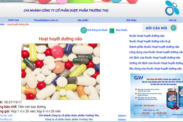 Thu hồi lô thuốc Hoạt huyết dưỡng não của Công ty CPDP Trường Thọ Thu hồi lô thuốc Hoạt huyết dưỡng não của Công ty CPDP Trường Thọ