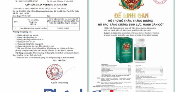 Cảnh báo Thực phẩm bảo vệ sức khỏe Đế Linh Đan quảng cáo vi phạm Cảnh báo Thực phẩm bảo vệ sức khỏe Đế Linh Đan quảng cáo vi phạm