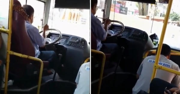Tài xế vừa lái xe bus vừa ăn gây tranh cãi trên mạng xã hội