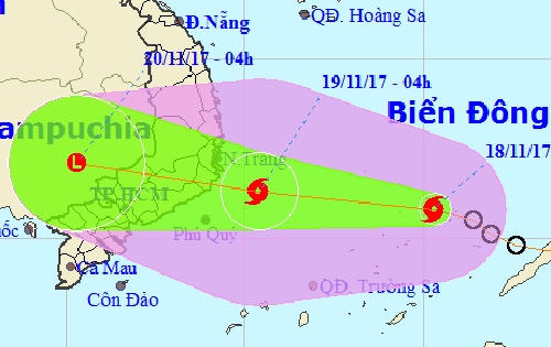 Bão số 14 tiếp tục uy hiếp Nam Trung Bộ