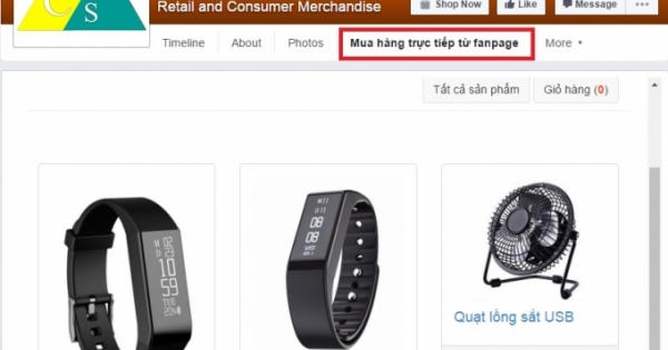 Tính năng mua sắm trên Fanpage Facebook được sử dụng miễn phí