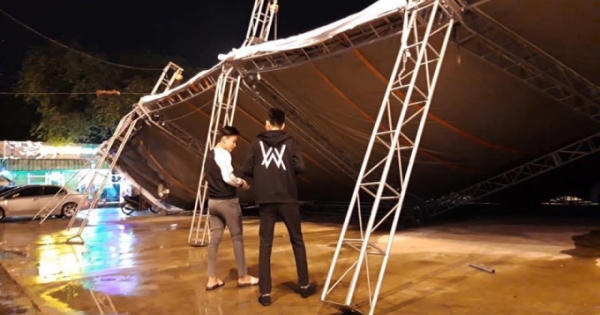 Bình Dương: Sập khung sắt ngoài trời, nhiều người may mắn thoát nạn