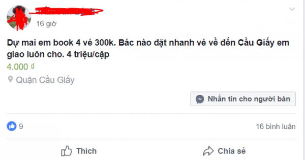 Vé trận Việt Nam-Malaysia bị thổi lên cao gấp chục lần
