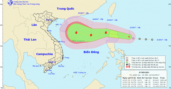 Dự báo thời tiết ngày 13/10: Áp thấp nhiệt đới trên biển có khả năng mạnh lên thành bão