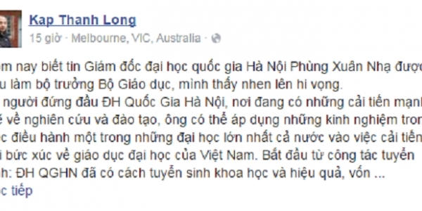 Kỳ vọng lớn dành cho tân Bộ trưởng Bộ Giáo dục & Đào tạo Phùng Xuân Nhạ