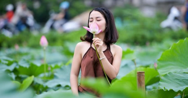 Hà Nội vào mùa sen, thiếu nữ áo yếm chen chân thả dáng bên hồ Tây