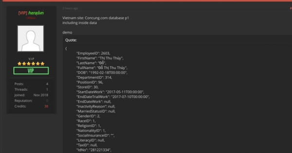 Hacker lại tung dữ liệu được cho là của Concung.com lên mạng, đe dọa FPT Shop Hacker lại tung dữ liệu được cho là của Concung.com lên mạng, đe dọa FPT Shop