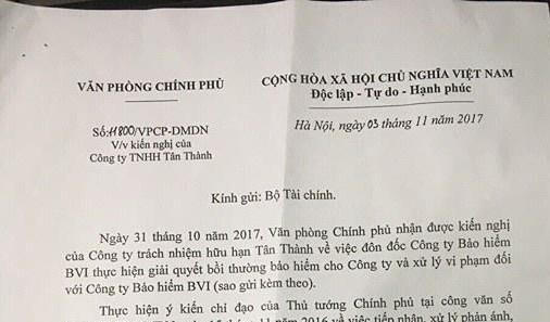 Bị Công ty bảo hiểm làm khó, một Doanh nghiệp bức xúc gửi kiến nghị lên Thủ tướng