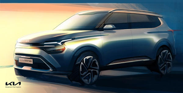 Lộ ảnh phác thảo Kia Rondo 2022 trước ngày ra mắt