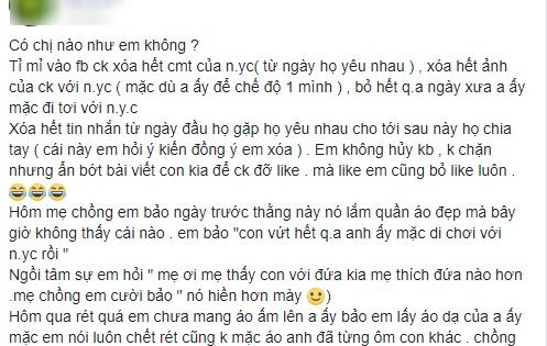 Thánh ghen của năm: Lục tung facebook, vứt sạch quần áo chồng từng mặc đi chơi với bạn gái cũ