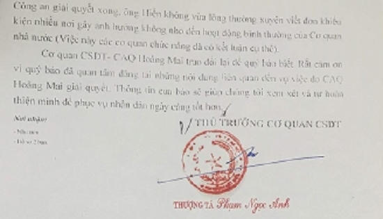 Vụ lãnh đạo doanh nghiệp "tố" bị công an phường đánh: Công an quận Hoàng Mai lên tiếng