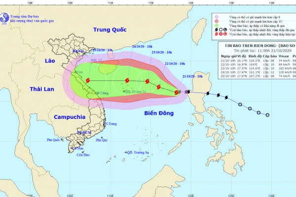 Bão số 8 tiến vào Biển Đông và vùng nguy hiểm trong 24 giờ tới