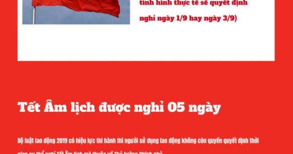 Nghỉ Tết Nguyên đán, Quốc khánh từ năm 2020 có nhiều thay đổi