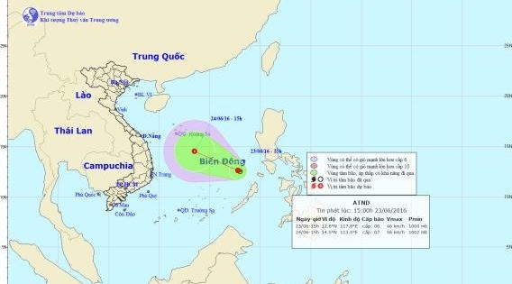 Dự báo thời tiết ngày 24/6: Áp thấp nhiệt đới trên biển đông