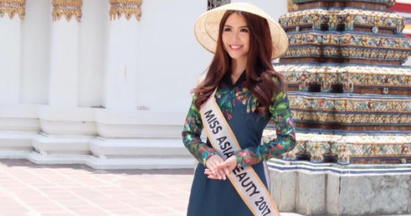 Hoa khôi Phú Yên Tường Linh khoe nụ cười giống Tăng Thanh Hà trên đất Thái