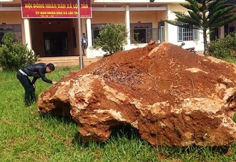 Cận cảnh tảng đá 20 tấn nghi khoáng sản cực quý ở Lâm Đồng