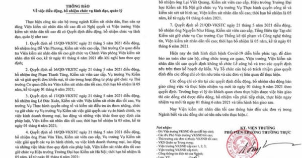 VKSND tối cao điều động, bổ nhiệm lãnh đạo cấp Vụ