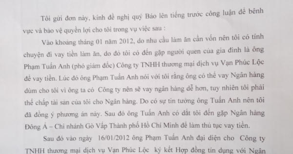 TP HCM: Khách hàng tố Ngân hàng Đông Á bán mất tài sản thế chấp TP HCM: Khách hàng tố Ngân hàng Đông Á bán mất tài sản thế chấp