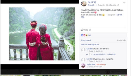 Nhờ chăm đi comment dạo và đua top, thanh niên 29 tuổi tự nhiên lấy được vợ