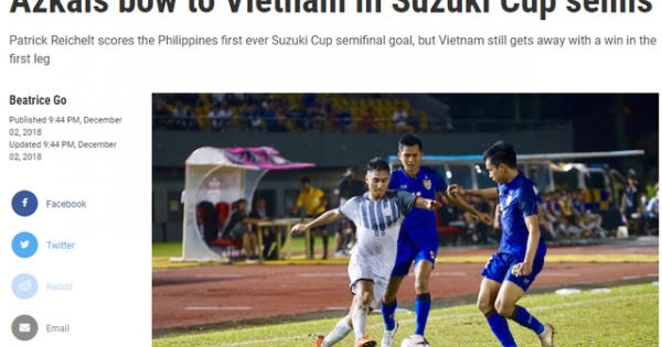 Báo Philippines ngả mũ trước chiến thắng của đội tuyển Việt Nam