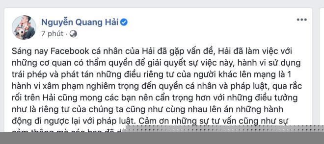 Bị hack Facebook, lộ hàng loạt chuyện thầm kín, Quang Hải nói gì?