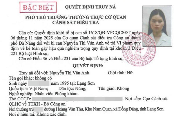 Truy tìm 4 đối tượng liên quan đến vụ án xảy ra tại Phòng khám Đa khoa Quốc tế Đà Nẵng Truy tìm 4 đối tượng liên quan đến vụ án xảy ra tại Phòng khám Đa khoa Quốc tế Đà Nẵng
