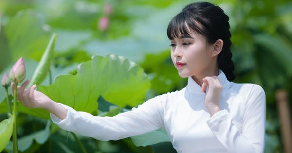 Nữ sinh Bưu chính viễn thông  "đọ sắc" với hoa sen