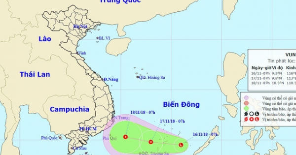 Xuất hiện vùng áp thấp trên Biển Đông