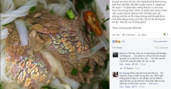 Cộng đồng mạng xôn xao với hình ảnh bát phở bò... "dát vàng" trong sân bay Nội Bài