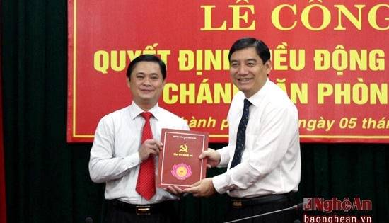 Bí thư huyện ủy Nam Đàn được bổ nhiệm làm Chánh Văn phòng Tỉnh ủy Nghệ An