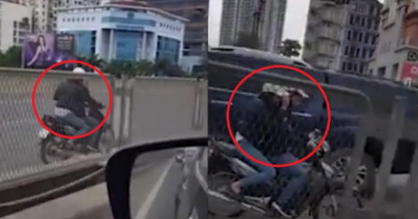 Hai cô gái đi xe máy ngược chiều, phóng "bạt mạng" trên vành đai 3