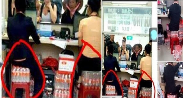 “Sốc” vì hai nhân viên nhà xe Phương Trang “hồn nhiên” ngồi lên chồng nước để bán vé